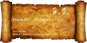 Hankó Vilmos névjegykártya
